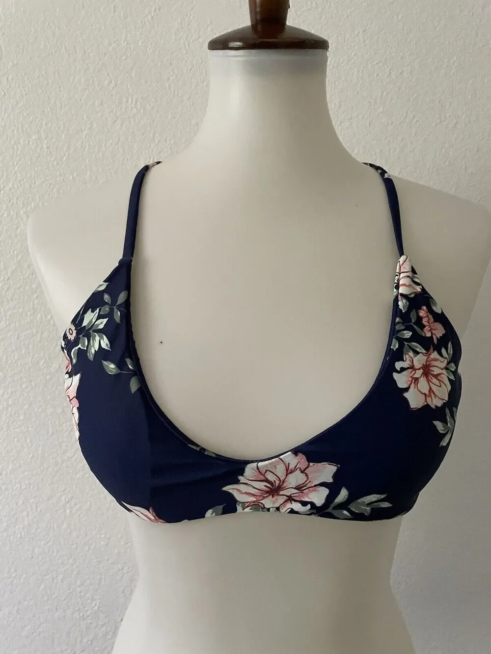 Sol Sienna Swim  Bikini Top Triangle Floral Print Swimwear